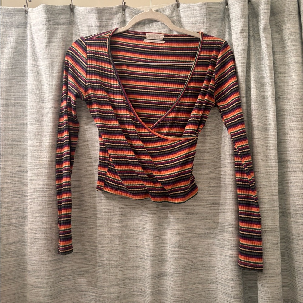 Striped Multicolor Wrap Top